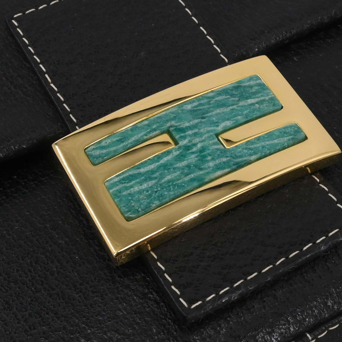 Fendi Black Leather Baguette Handbag