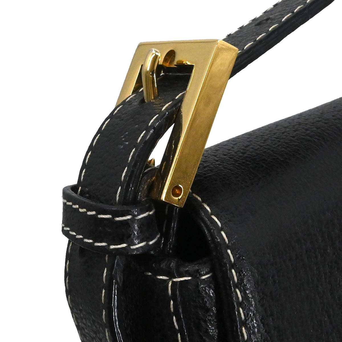 Fendi Black Leather Baguette Handbag