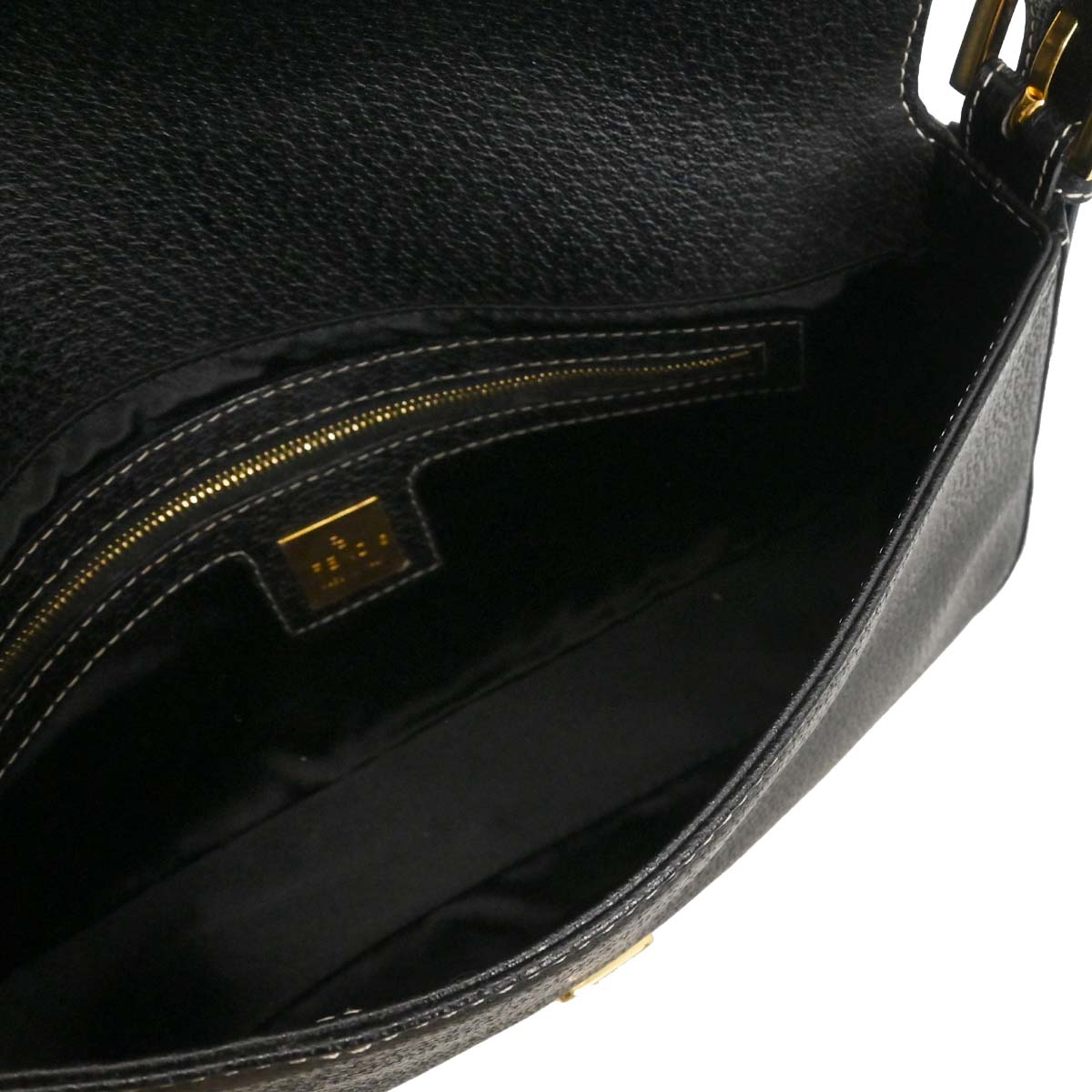 Fendi Black Leather Baguette Handbag