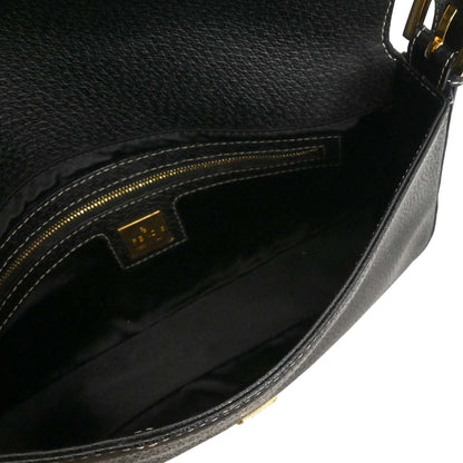 Fendi Black Leather Baguette Handbag