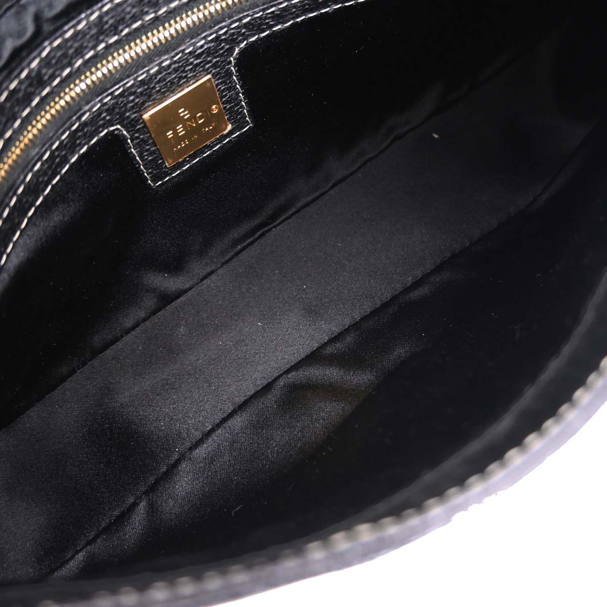 Fendi Black Leather Baguette Handbag