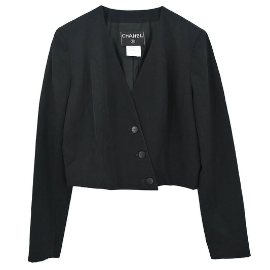 Chanel 2000 Single Breasted Collarless Jacket Black #42