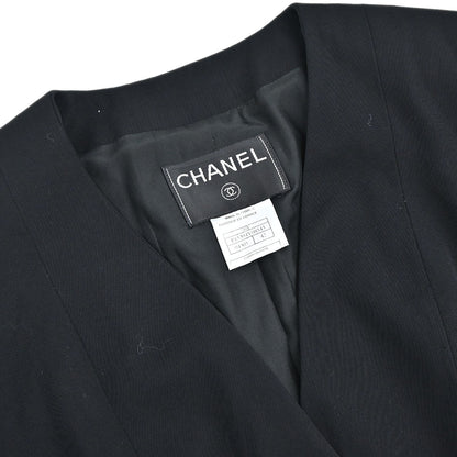 Chanel 2000 Single Breasted Collarless Jacket Black #42