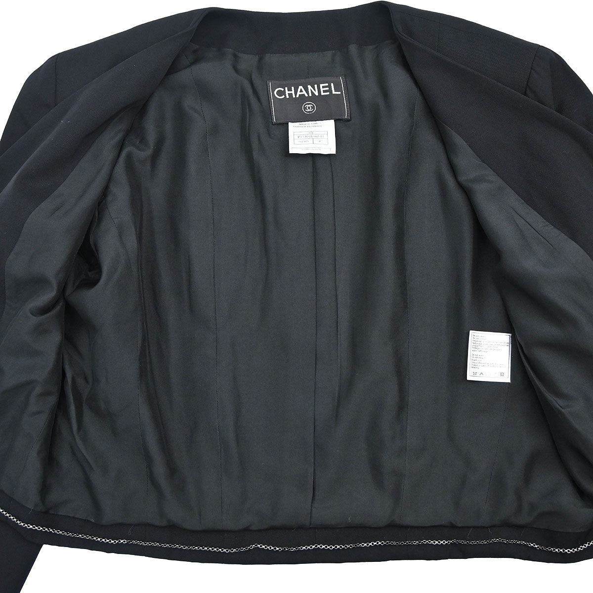 Chanel 2000 Single Breasted Collarless Jacket Black #42