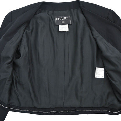 Chanel 2000 Single Breasted Collarless Jacket Black #42