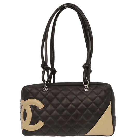 Chanel 2005-2006 Brown Calfskin Cambon Ligne Bowling Bag 27