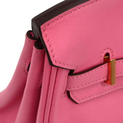 Hermes Rose Azalee Swift Birkin 25 Handbag
