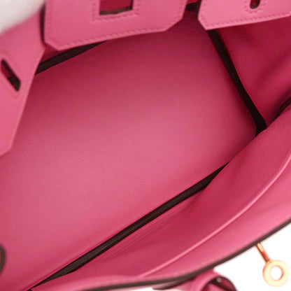 Hermes Rose Azalee Swift Birkin 25 Handbag