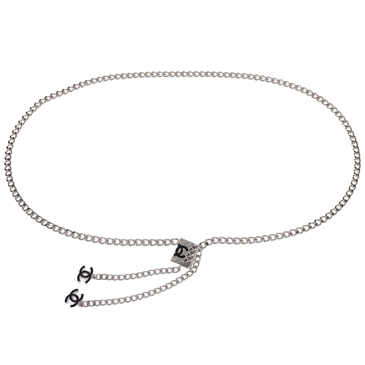 Chanel Cambon Ligne Chain Belt Silver 05C Small Good