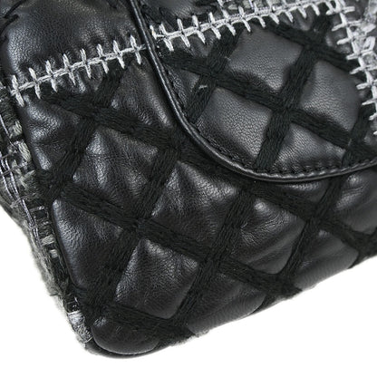 Chanel Black Tweed Lambskin Patchwork Stitch Shoulder Bag
