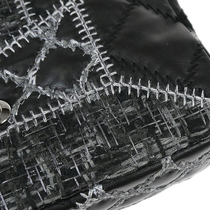 Chanel Black Tweed Lambskin Patchwork Stitch Shoulder Bag
