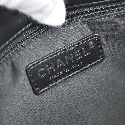 Chanel Black Tweed Lambskin Patchwork Stitch Shoulder Bag