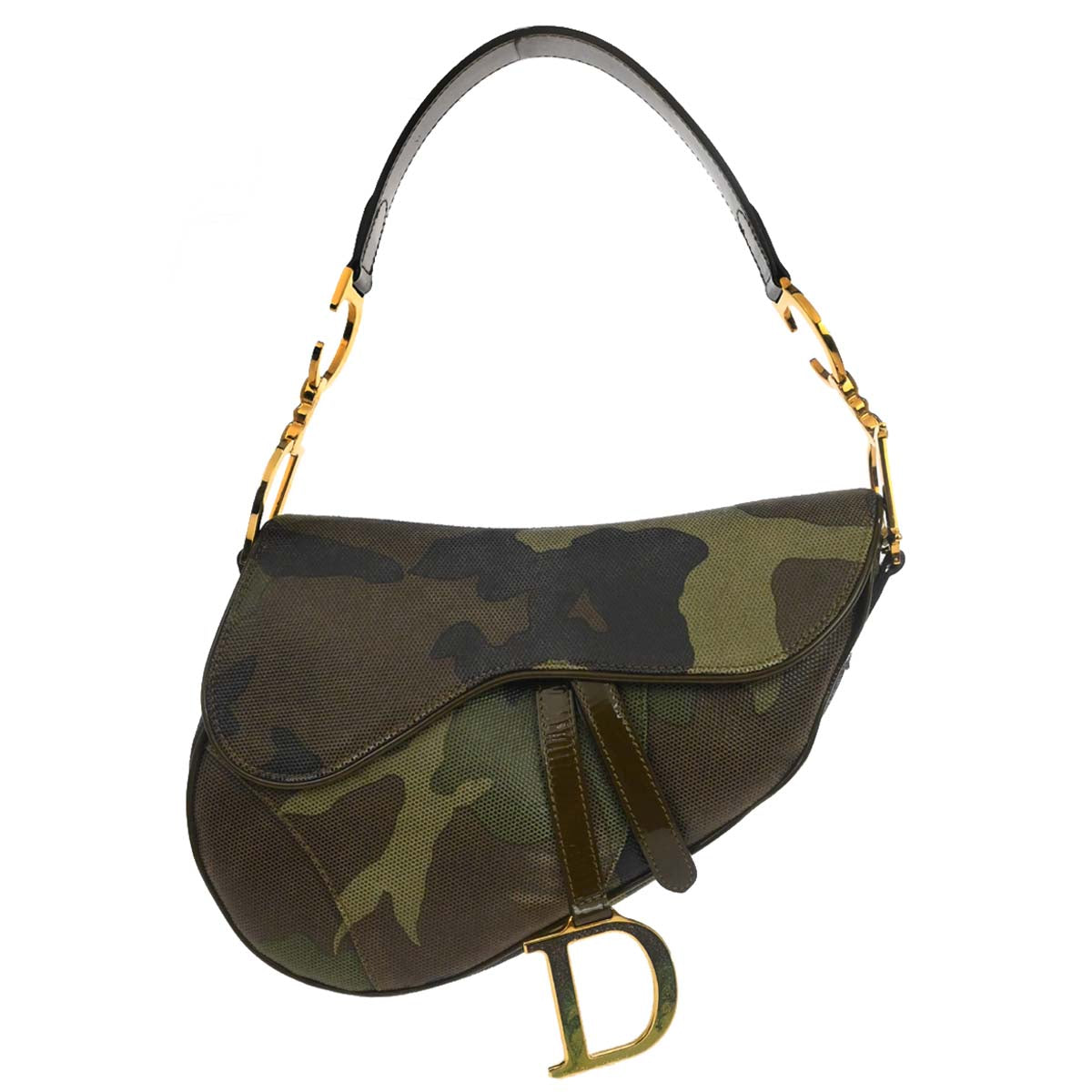 Christian Dior Green Camouflage Saddle Handbag