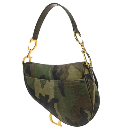 Christian Dior Green Camouflage Saddle Handbag