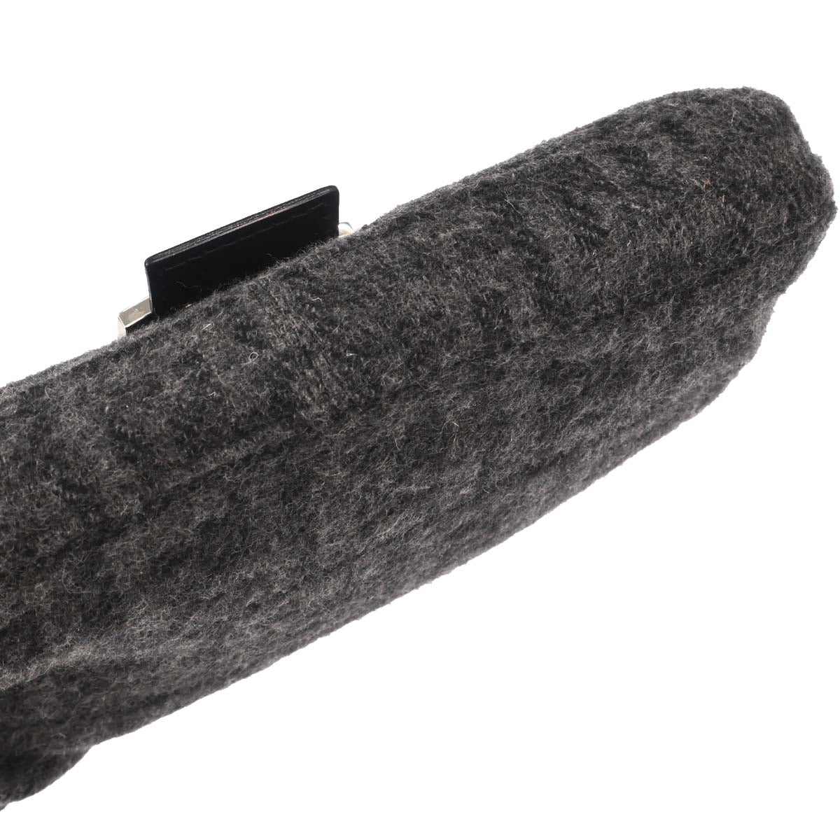 Fendi Black Gray Cashmere Baguette Handbag