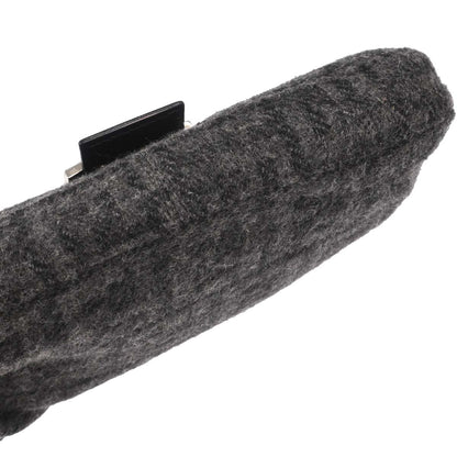 Fendi Black Gray Cashmere Baguette Handbag