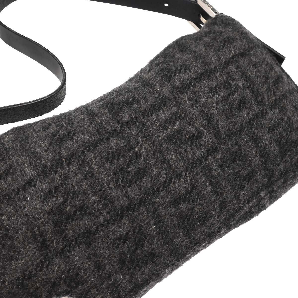 Fendi Black Gray Cashmere Baguette Handbag