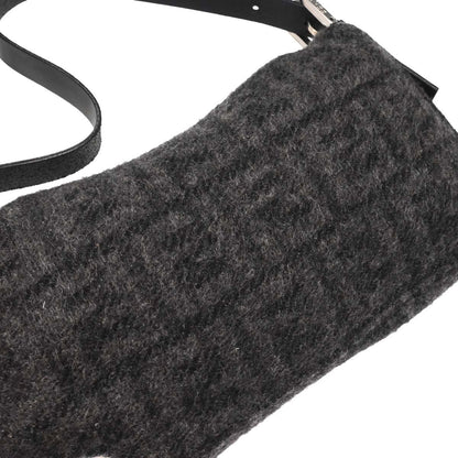 Fendi Black Gray Cashmere Baguette Handbag