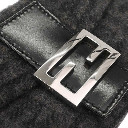 Fendi Black Gray Cashmere Baguette Handbag