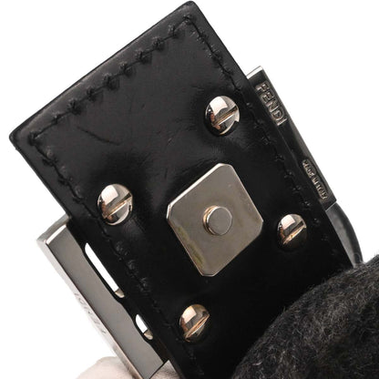 Fendi Black Gray Cashmere Baguette Handbag