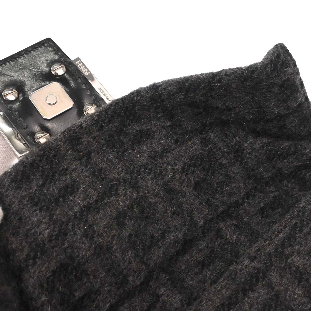 Fendi Black Gray Cashmere Baguette Handbag