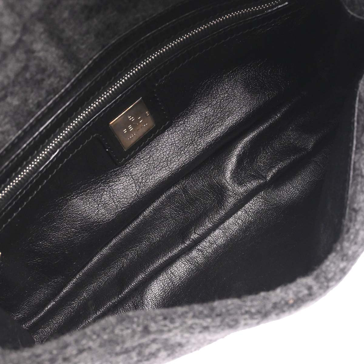 Fendi Black Gray Cashmere Baguette Handbag