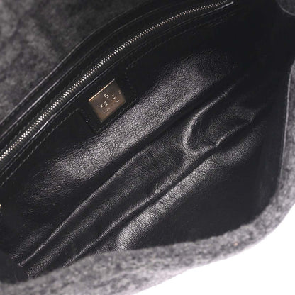 Fendi Black Gray Cashmere Baguette Handbag