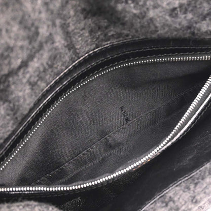 Fendi Black Gray Cashmere Baguette Handbag