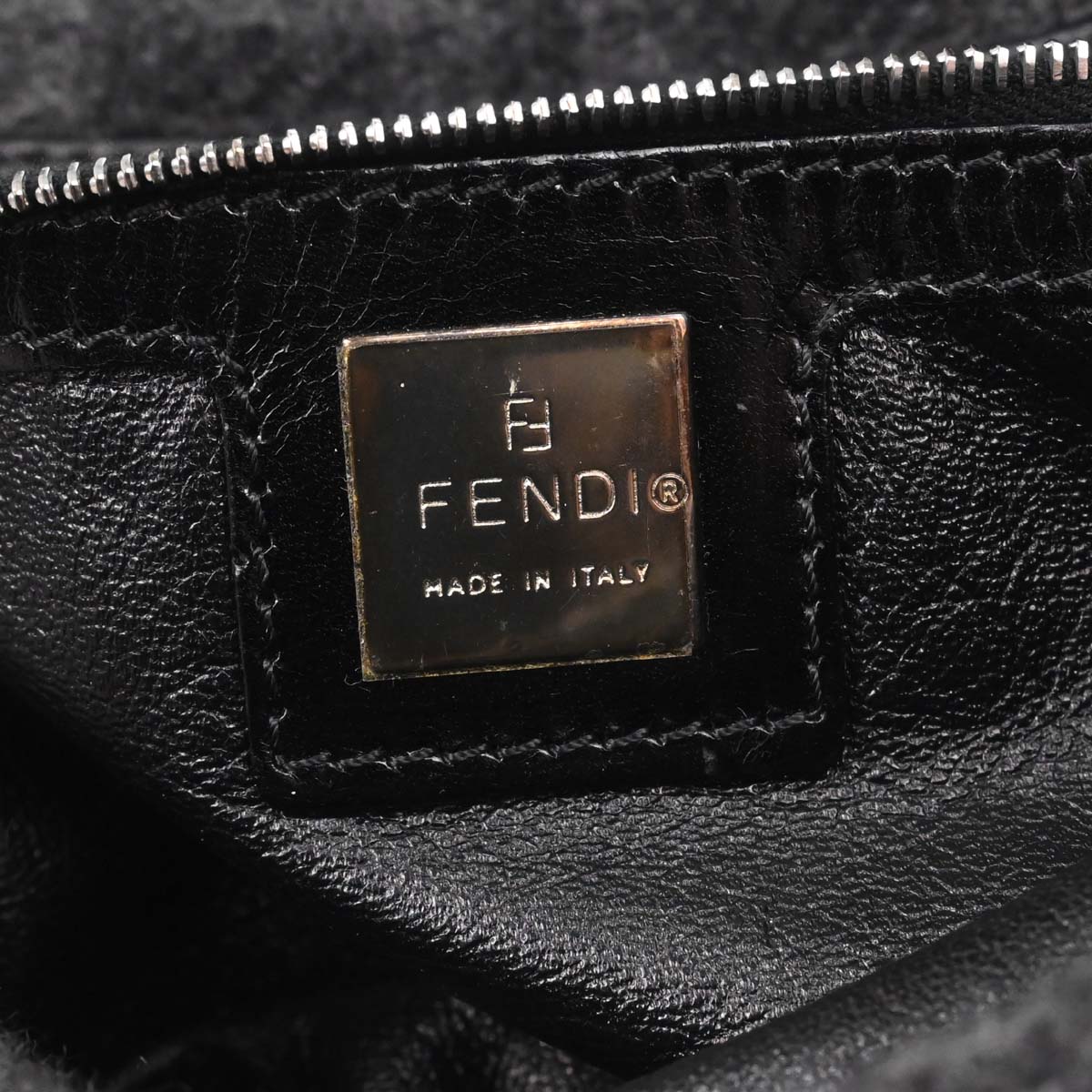 Fendi Black Gray Cashmere Baguette Handbag