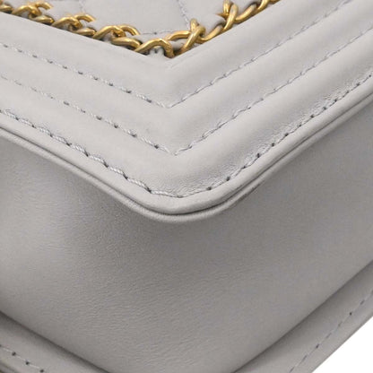 Boy Chanel Gray Lambskin Small Chain Shoulder Bag