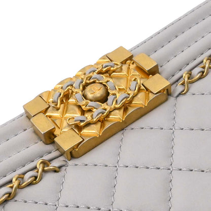 Boy Chanel Gray Lambskin Small Chain Shoulder Bag