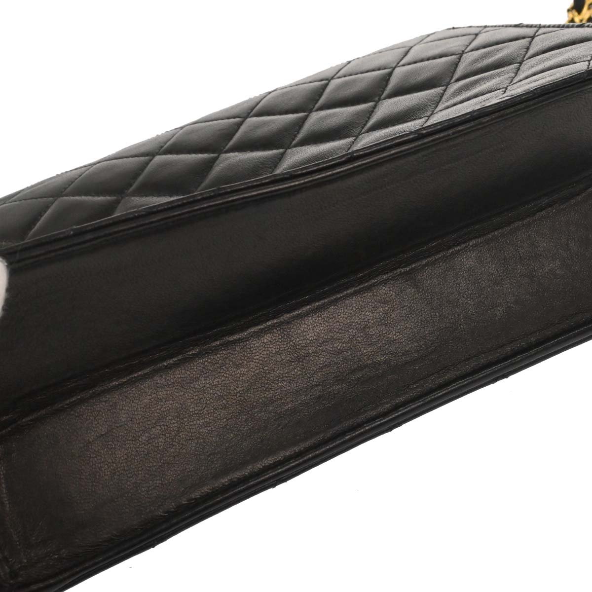 Chanel Black Lambskin Pushlock Small Half Flap Shoulder Bag