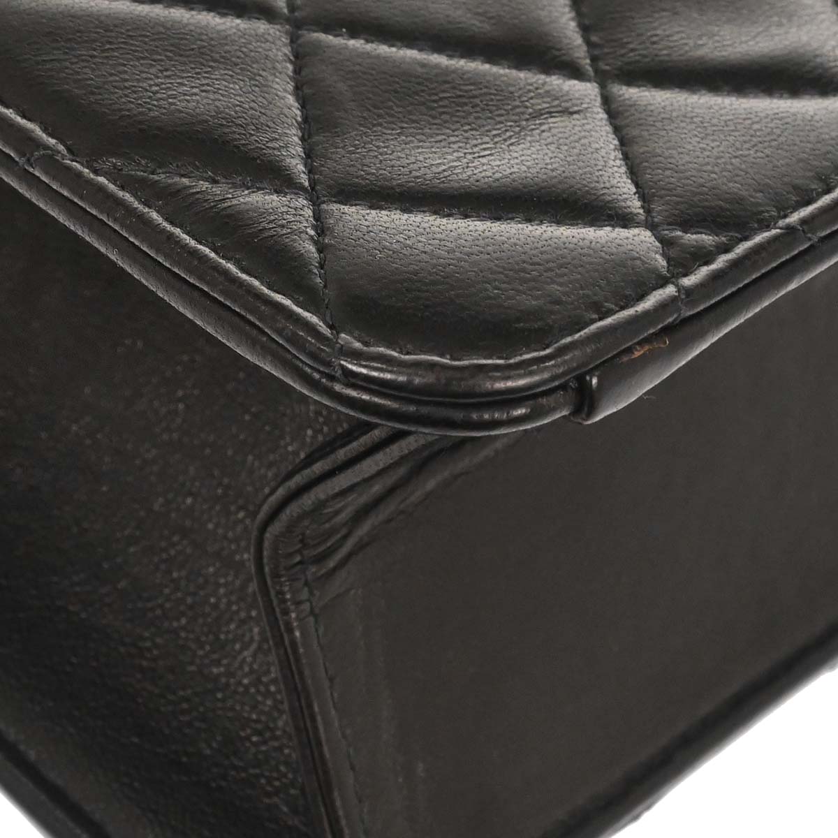 Chanel Black Lambskin Pushlock Small Half Flap Shoulder Bag