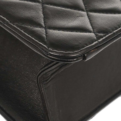 Chanel Black Lambskin Pushlock Small Half Flap Shoulder Bag