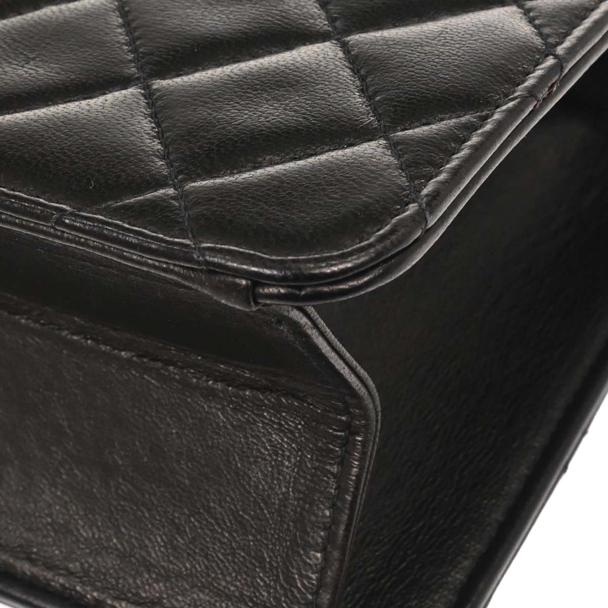Chanel Black Lambskin Pushlock Small Half Flap Shoulder Bag