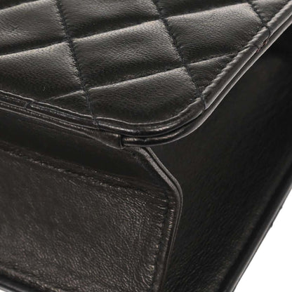 Chanel Black Lambskin Pushlock Small Half Flap Shoulder Bag
