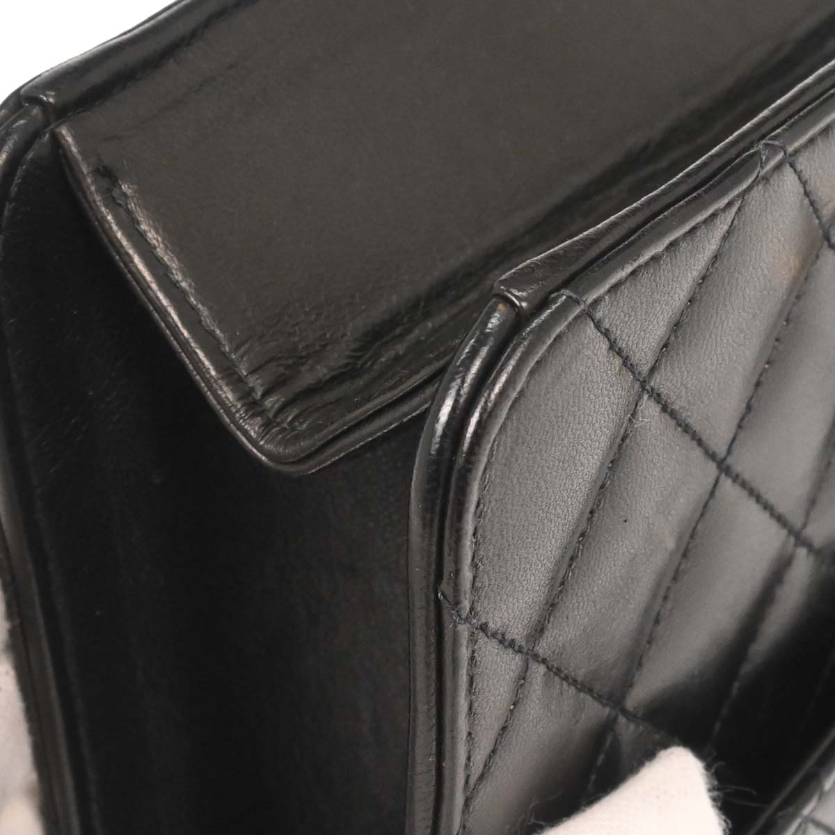 Chanel Black Lambskin Pushlock Small Half Flap Shoulder Bag