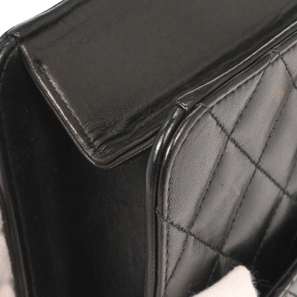 Chanel Black Lambskin Pushlock Small Half Flap Shoulder Bag