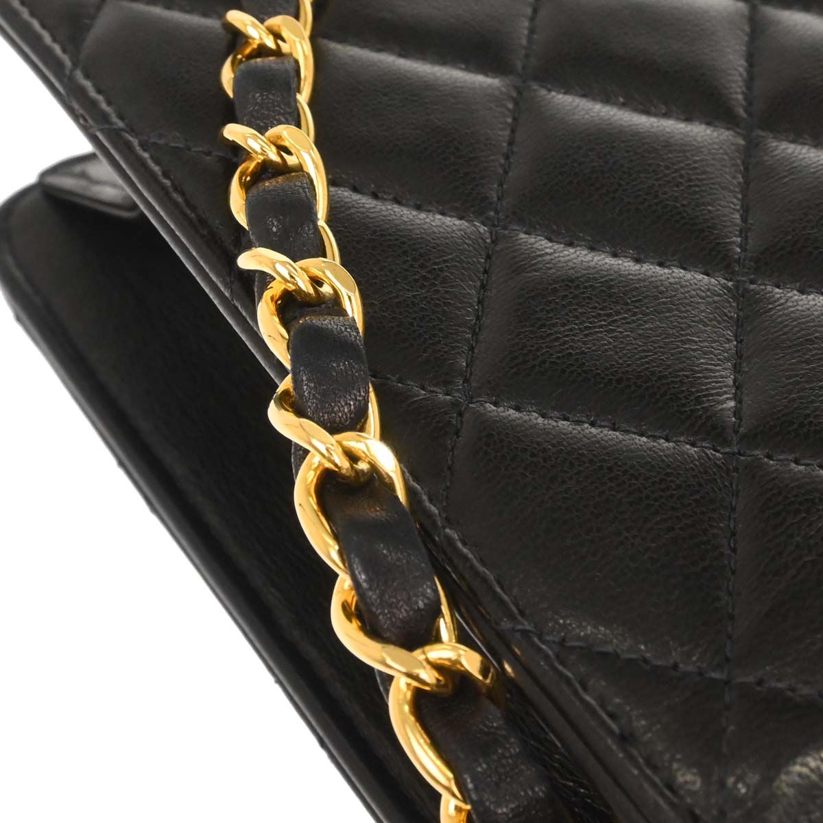 Chanel Black Lambskin Pushlock Small Half Flap Shoulder Bag