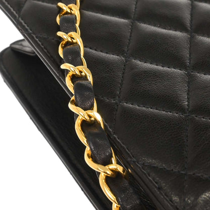 Chanel Black Lambskin Pushlock Small Half Flap Shoulder Bag