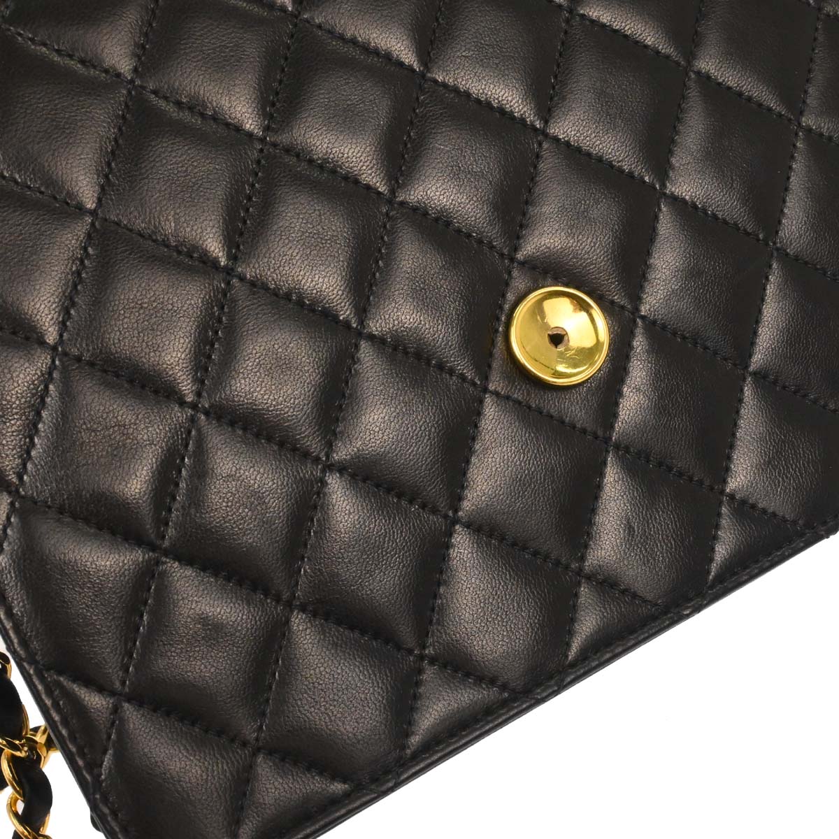 Chanel Black Lambskin Pushlock Small Half Flap Shoulder Bag