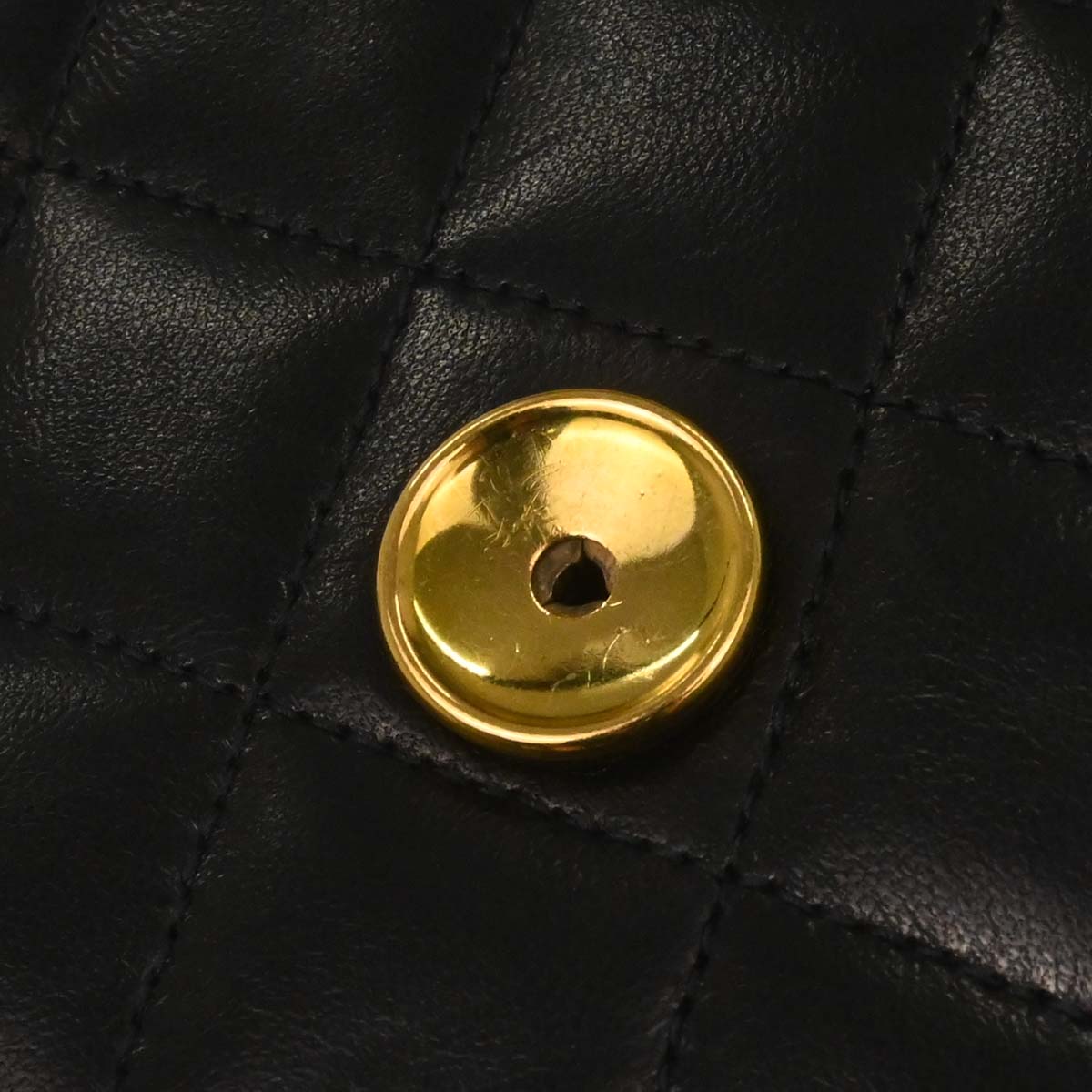 Chanel Black Lambskin Pushlock Small Half Flap Shoulder Bag