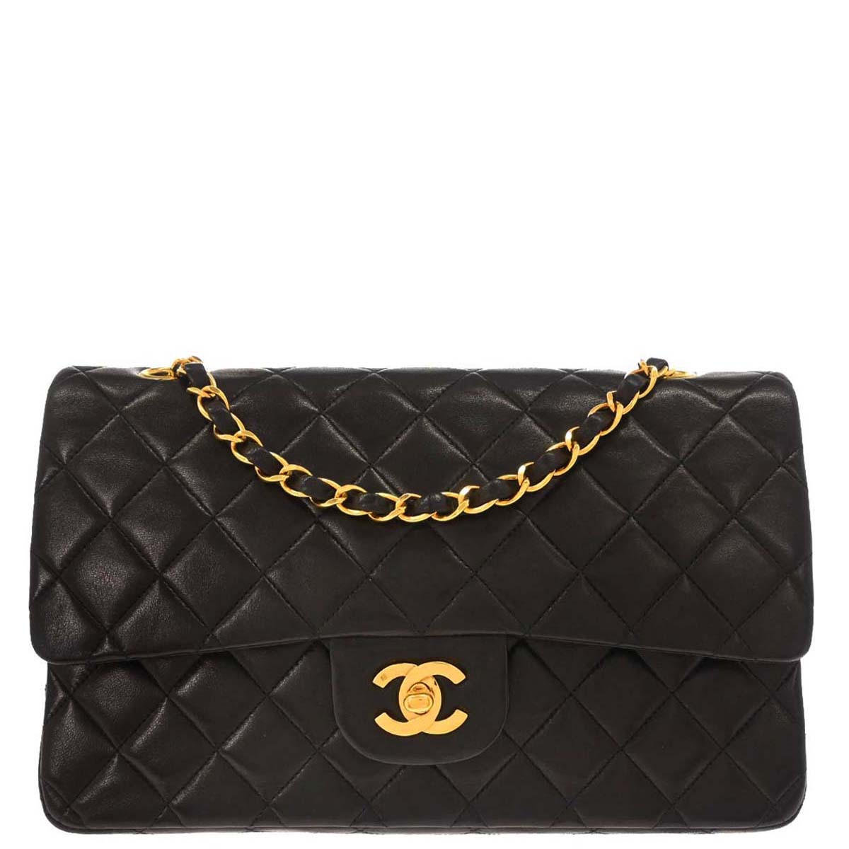 Chanel Black Lambskin Medium Classic Double Flap Shoulder Bag