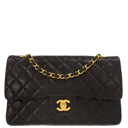 Chanel Black Lambskin Medium Classic Double Flap Shoulder Bag