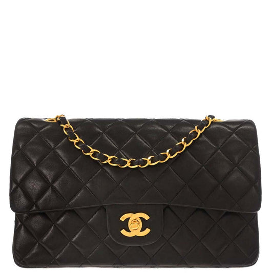 Chanel Black Lambskin Medium Classic Double Flap Shoulder Bag