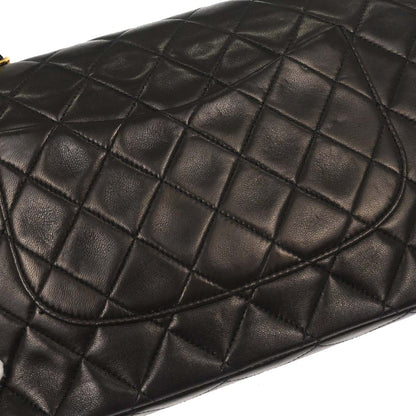 Chanel Black Lambskin Medium Classic Double Flap Shoulder Bag
