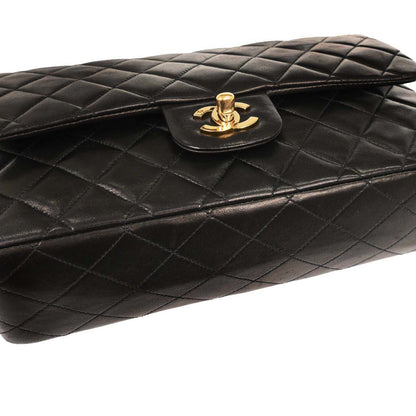 Chanel Black Lambskin Medium Classic Double Flap Shoulder Bag