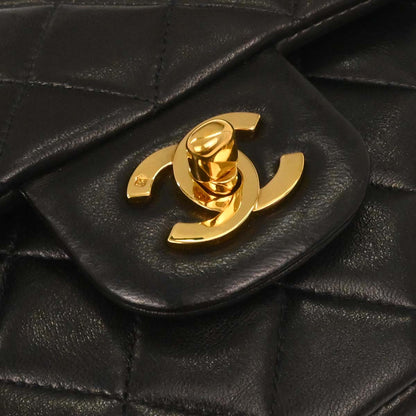 Chanel Black Lambskin Medium Classic Double Flap Shoulder Bag