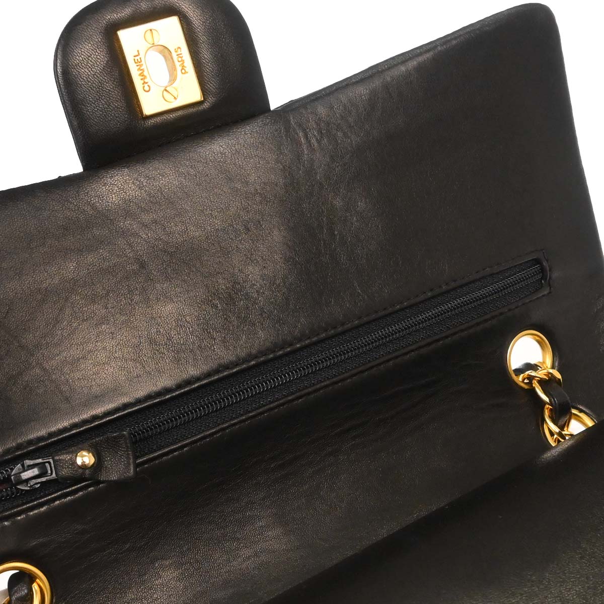 Chanel Black Lambskin Medium Classic Double Flap Shoulder Bag
