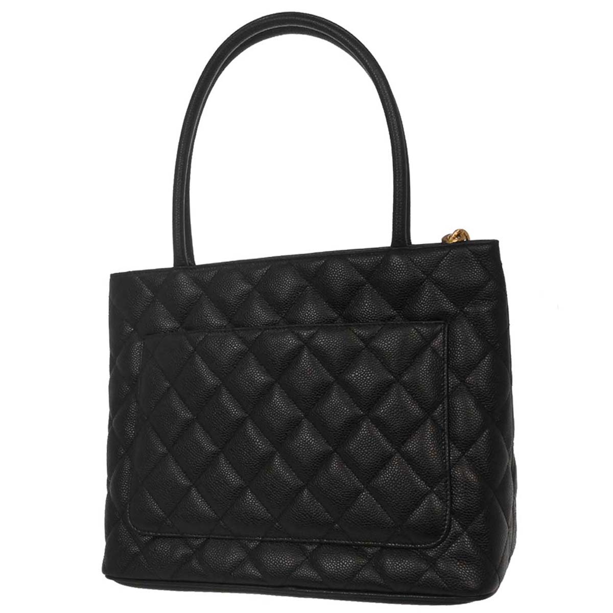 Chanel 2005-2006 Black Caviar Skin Medallion Tote Handbag